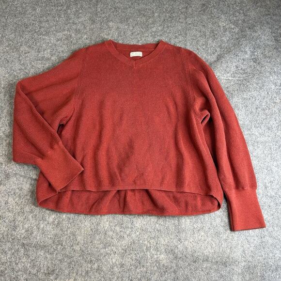 Sisam Sweater Womens Medium Orangic Cotton Fair Trade V-Neck Pullover Red - Picture 1 of 7